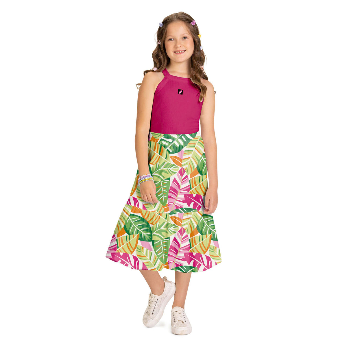 Conjunto Blusa Canelada e Saia Midi - KYLY