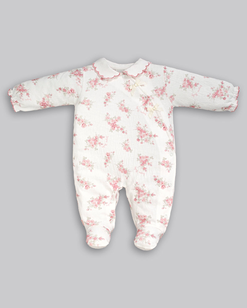 Macacão Longo Anarruga Estampado Flores - ANJOS BABY