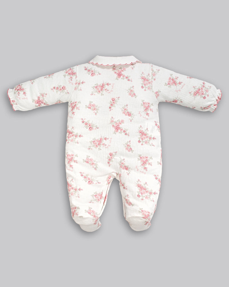 Macacão Longo Anarruga Estampado Flores - ANJOS BABY