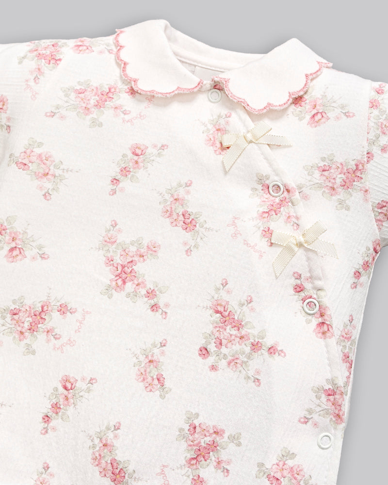 Macacão Longo Anarruga Estampado Flores - ANJOS BABY
