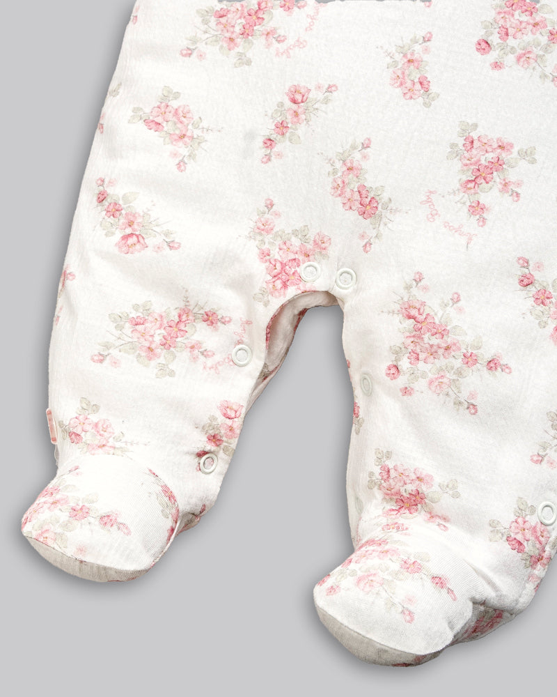 Macacão Longo Anarruga Estampado Flores - ANJOS BABY