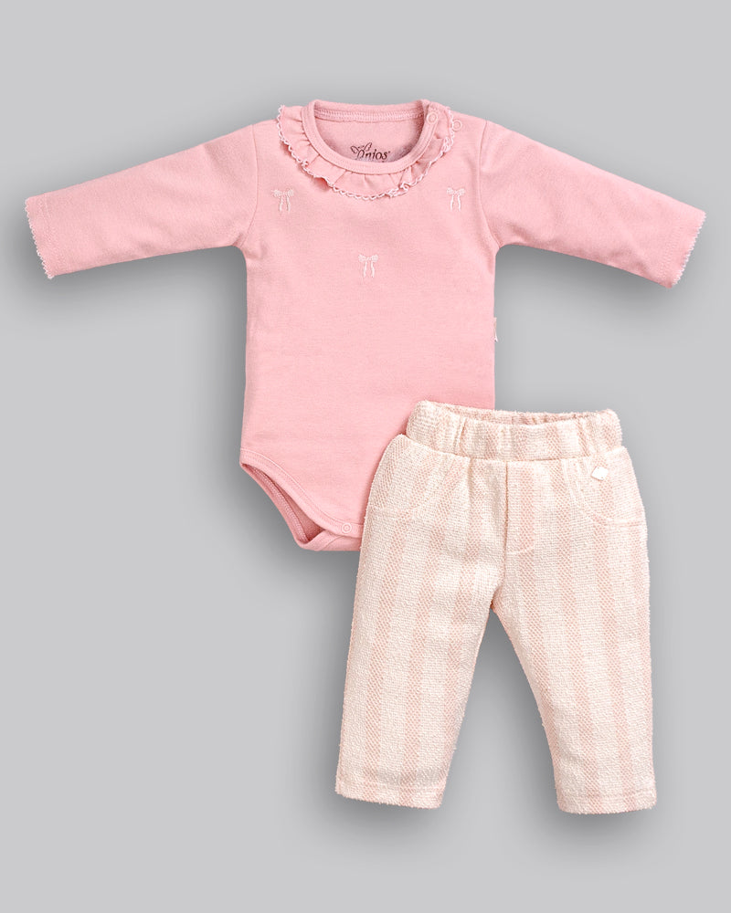 Conjunto Body Suedine Manga Longa e Calça Tweed - ANJOS BABY