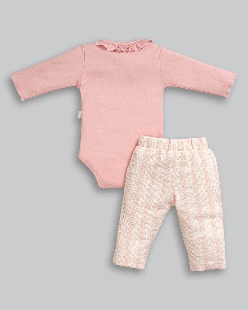 Conjunto Body Suedine Manga Longa e Calça Tweed - ANJOS BABY