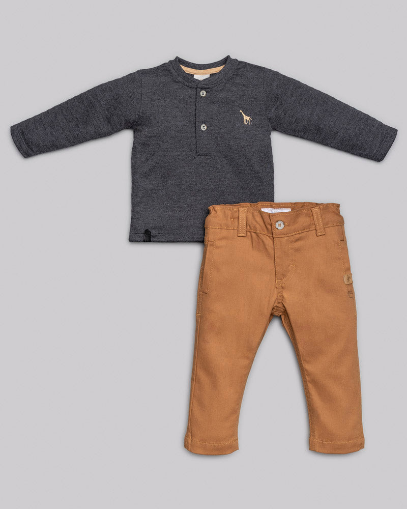 Conjunto Camiseta Malha Manga Longa e Calça Brim - ANJOS BABY
