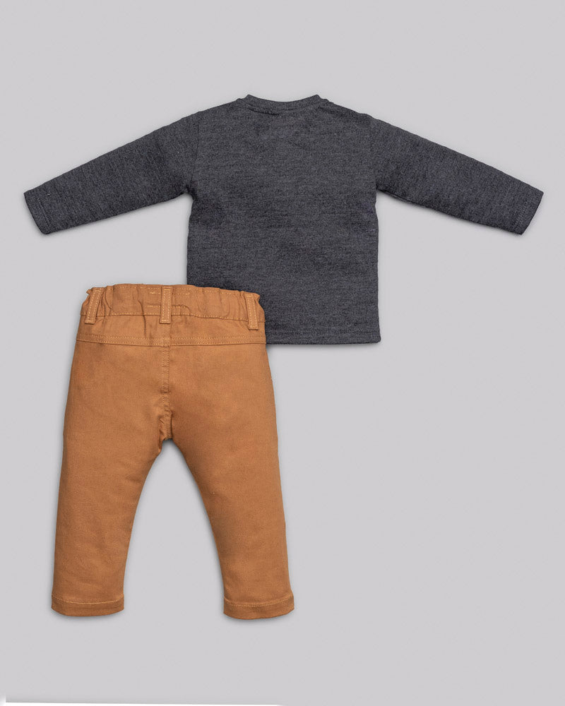 Conjunto Camiseta Malha Manga Longa e Calça Brim - ANJOS BABY