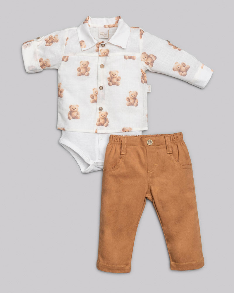 Conjunto Camisa Linho e Calça Brim - ANJOS BABY