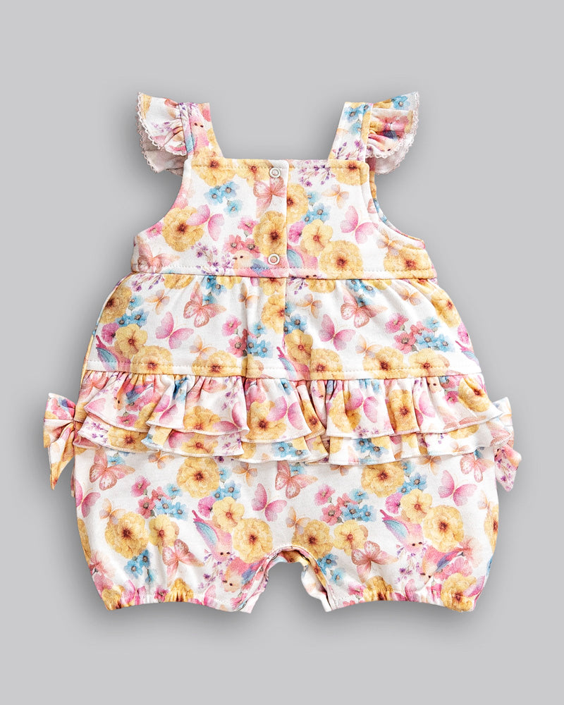 Macacão Curto Floral 100% Algodão Egipicio - ANJOS BABY