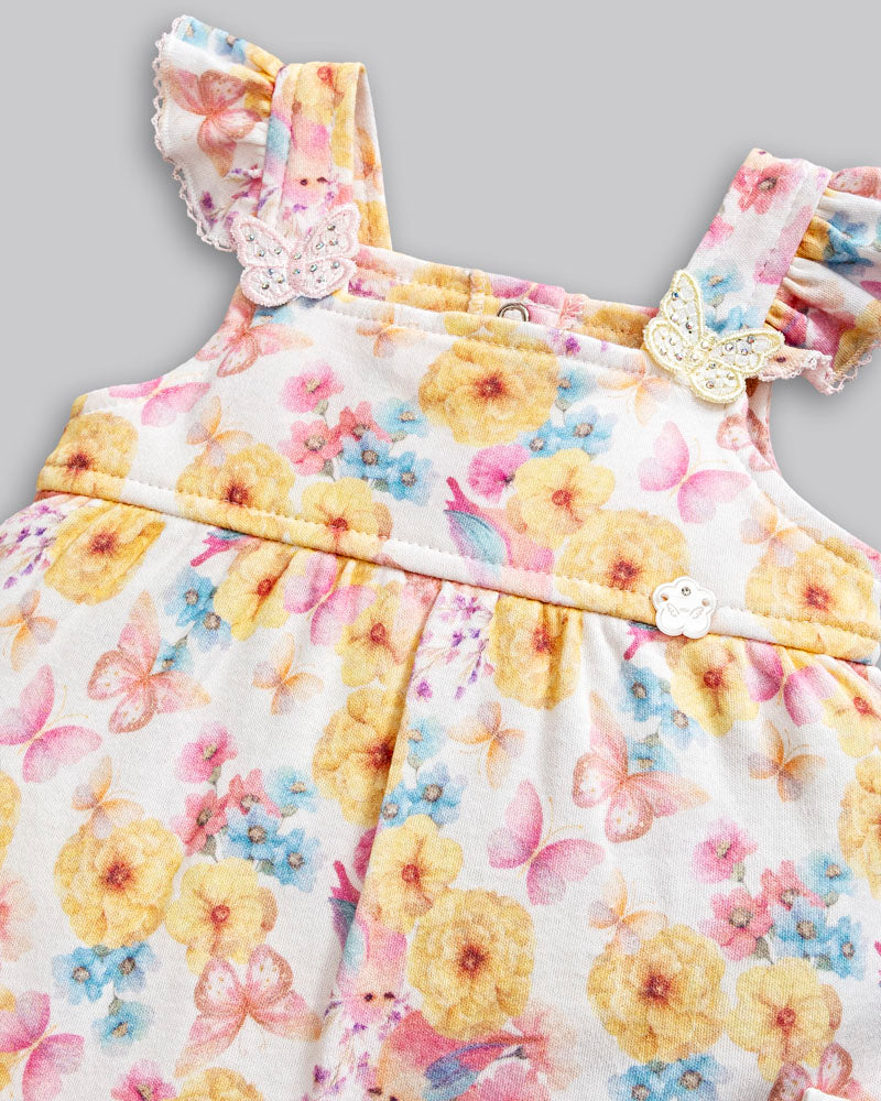 Macacão Curto Floral 100% Algodão Egipicio - ANJOS BABY