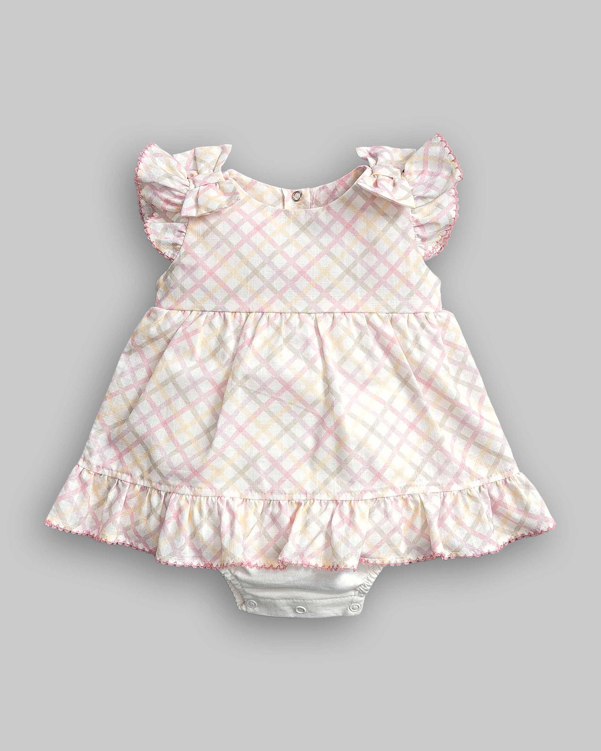 Macacão Curto Xadrez Tricoline Flame - ANJOS BABY