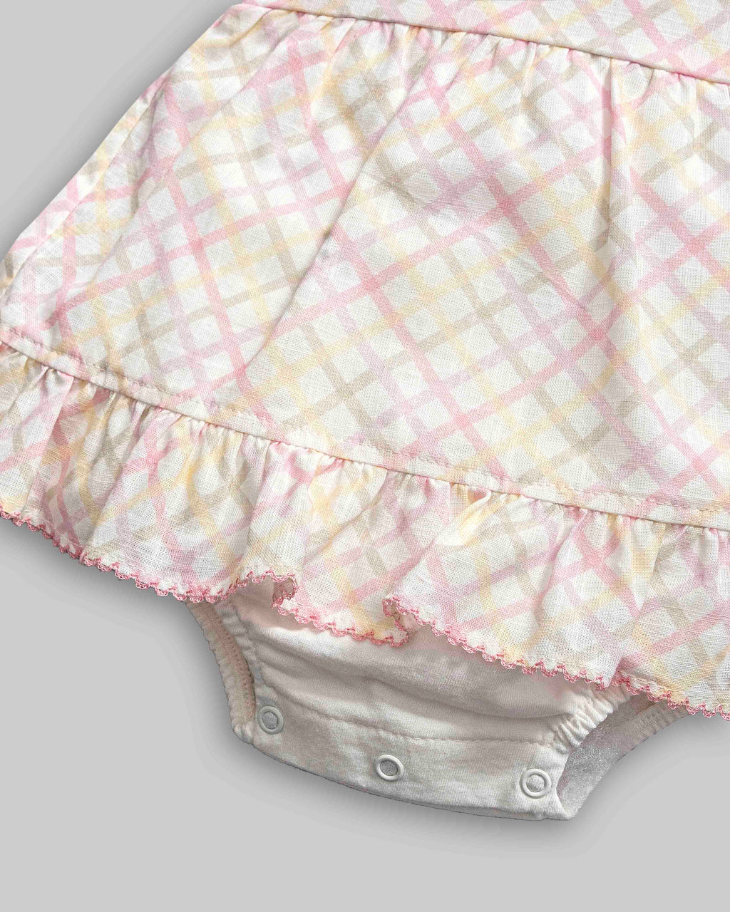 Macacão Curto Xadrez Tricoline Flame - ANJOS BABY