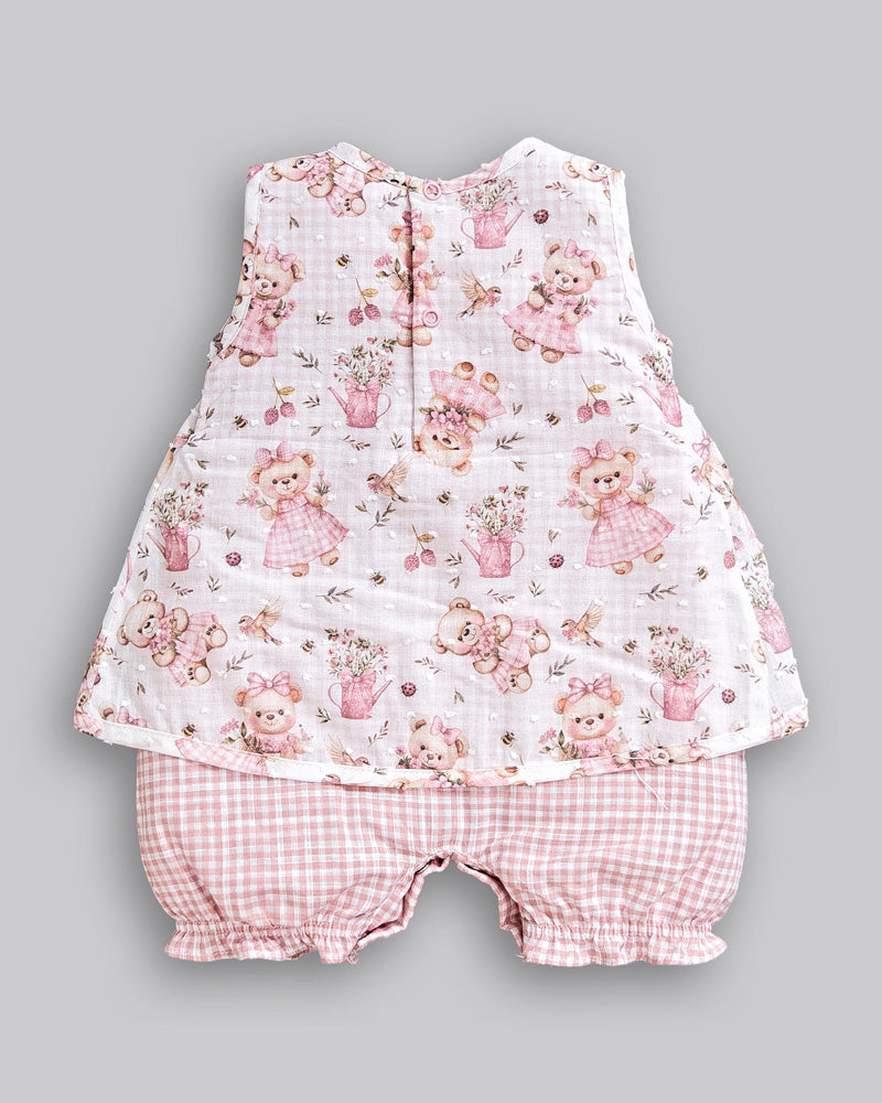 Macacão Curto Tricoline Flamê - ANJOS BABY