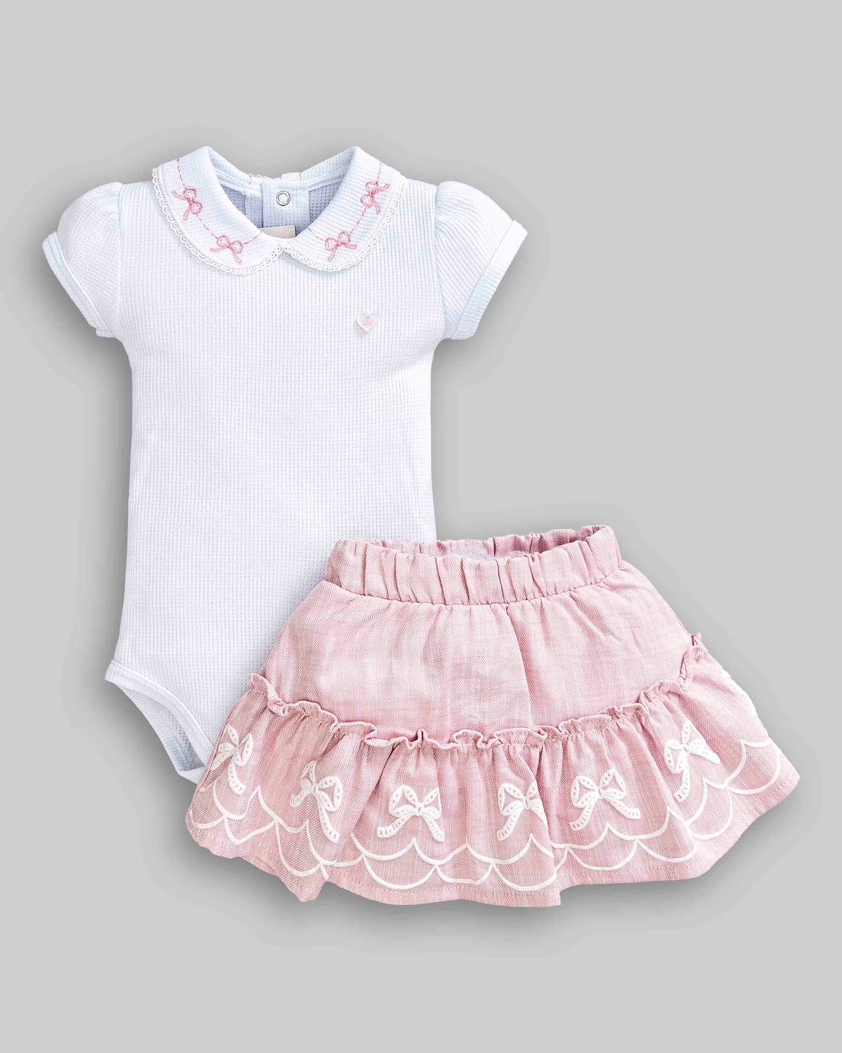 Conjunto Body Malha Tricot + Saia Sarja - ANJOS BABY