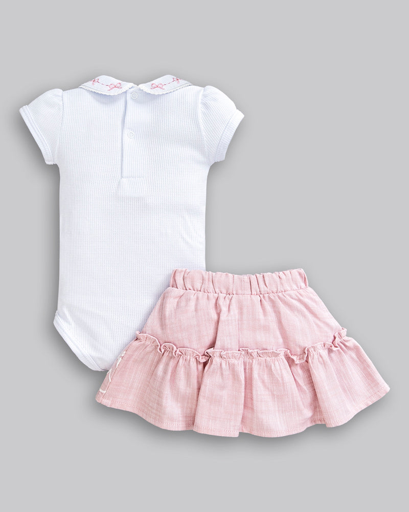 Conjunto Body Malha Tricot + Saia Sarja - ANJOS BABY
