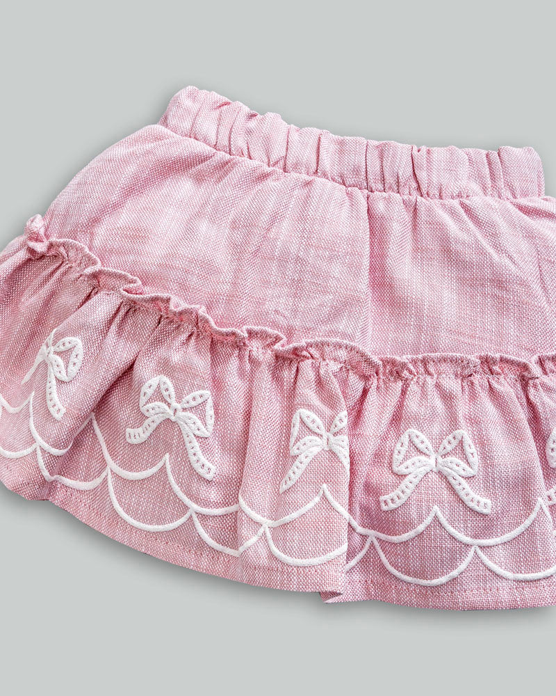 Conjunto Body Malha Tricot + Saia Sarja - ANJOS BABY