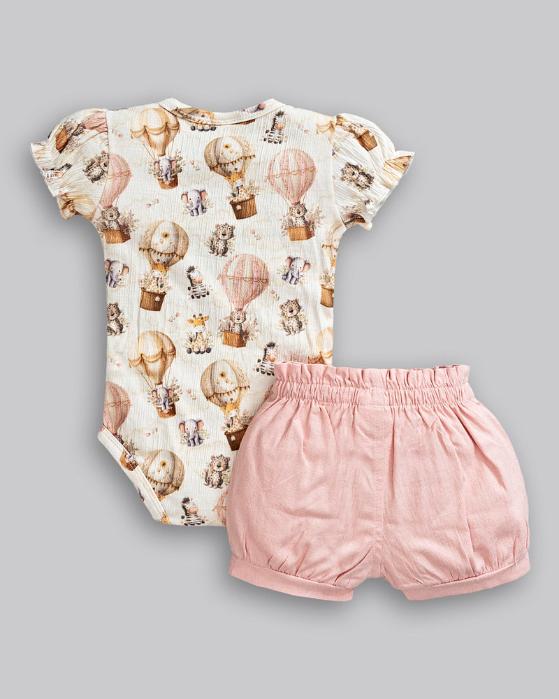 Conjunto Body Anarruga e Short Linho Maquinetado - ANJOS BABY