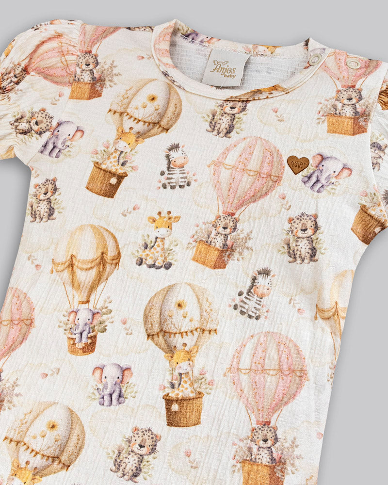 Conjunto Body Anarruga e Short Linho Maquinetado - ANJOS BABY