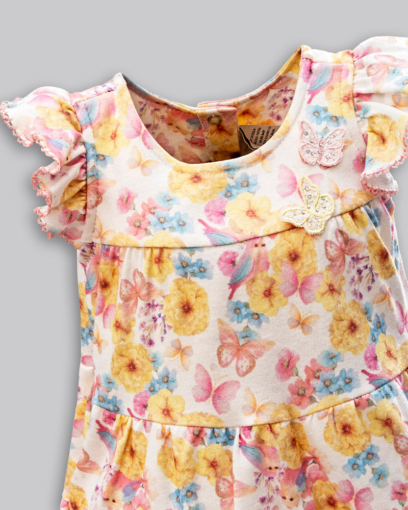 Vestido Manga Curta Estampado - ANJOS BABY