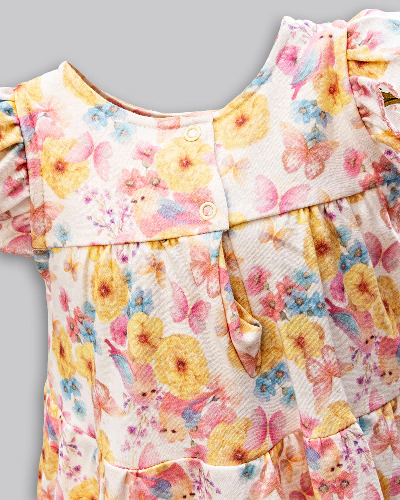 Vestido Manga Curta Estampado - ANJOS BABY