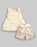 Conjunto Bata Maquinetado e Short Sarja - ANJOS BABY