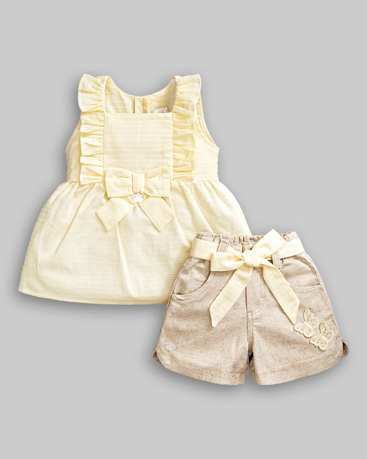 Conjunto Bata Maquinetado e Short Sarja - ANJOS BABY