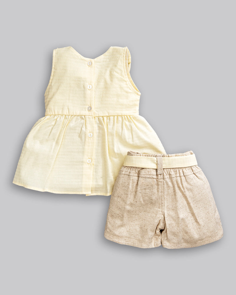 Conjunto Bata Maquinetado e Short Sarja - ANJOS BABY