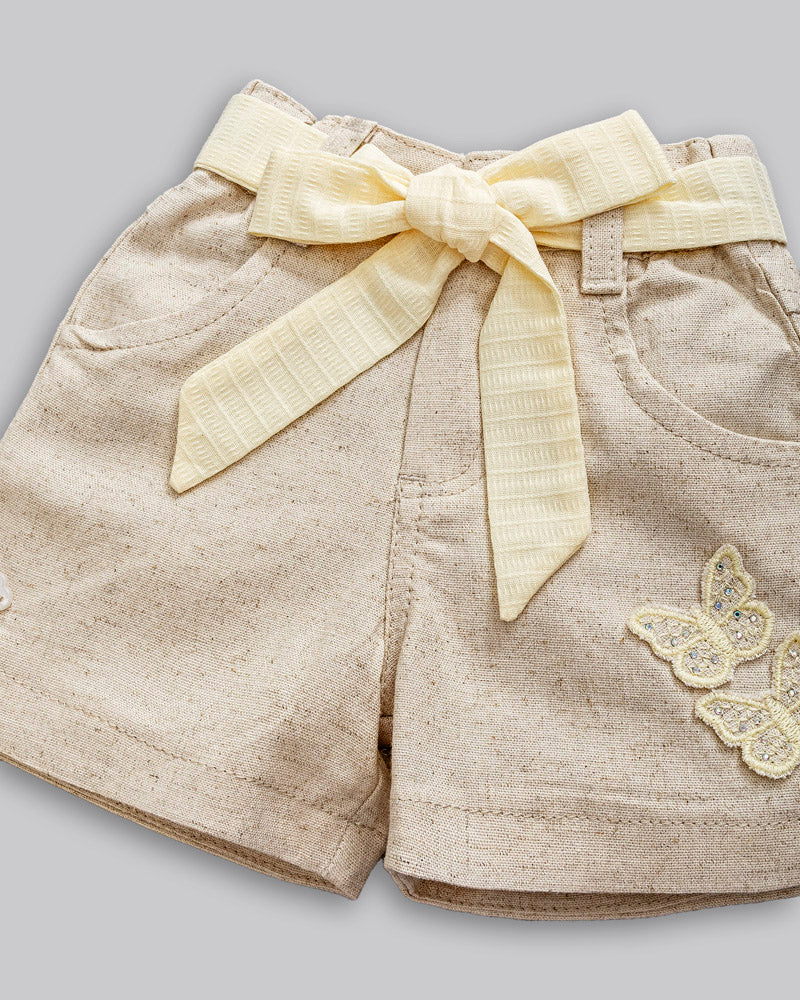 Conjunto Bata Maquinetado e Short Sarja - ANJOS BABY