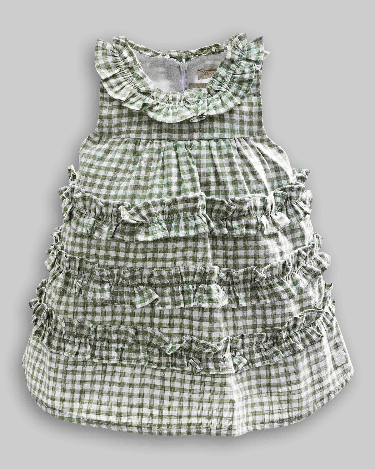 Vestido Linho Maquinetado Xadrez - ANJOS BABY
