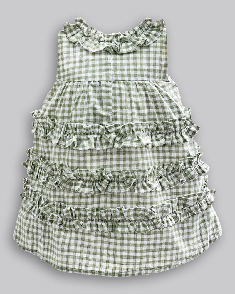 Vestido Linho Maquinetado Xadrez - ANJOS BABY