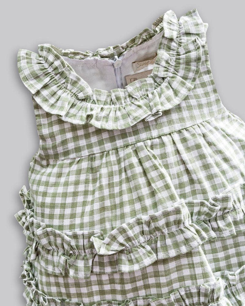 Vestido Linho Maquinetado Xadrez - ANJOS BABY