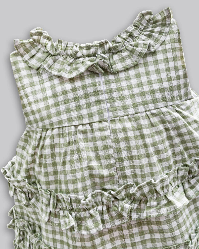 Vestido Linho Maquinetado Xadrez - ANJOS BABY