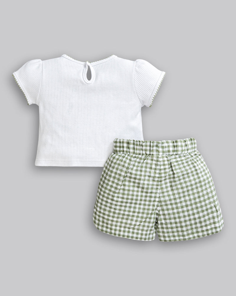 Conjunto Blusa Canelada e Short Linho - ANJOS BABY