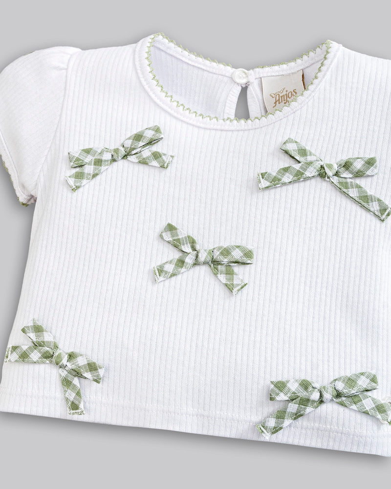 Conjunto Blusa Canelada e Short Linho - ANJOS BABY