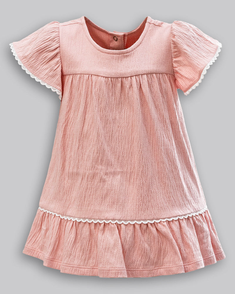 Vestido Malha Anarruga Manga Curta com Bolsa de Urso- ANJOS BABY
