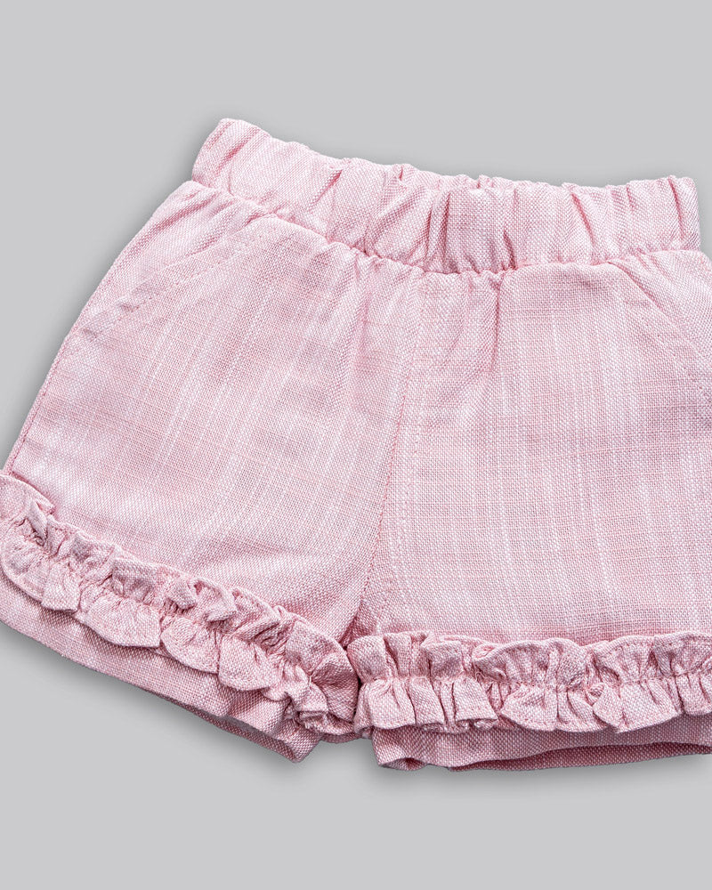 Conjunto Bata Linho Manga Curta e Short Sarjinha - ANJOS BABY