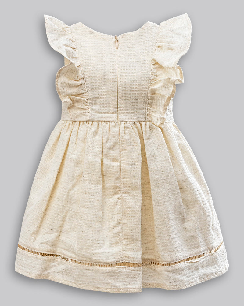Vestido Linho Maquinetado Manga Curta - ANJOS BABY