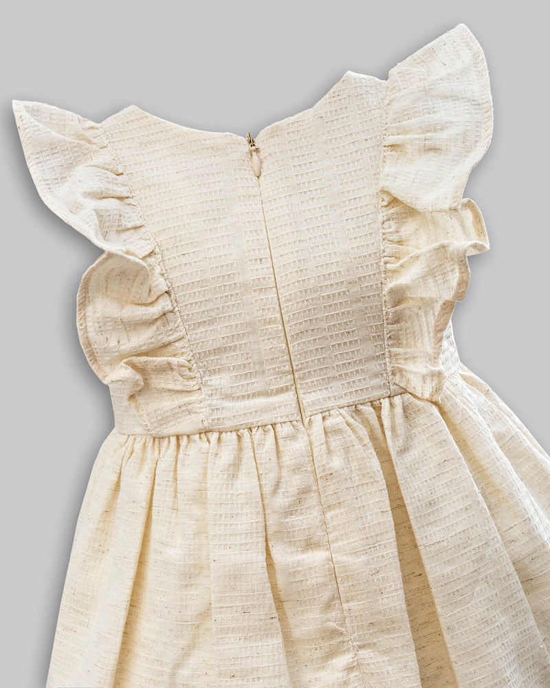 Vestido Linho Maquinetado Manga Curta - ANJOS BABY