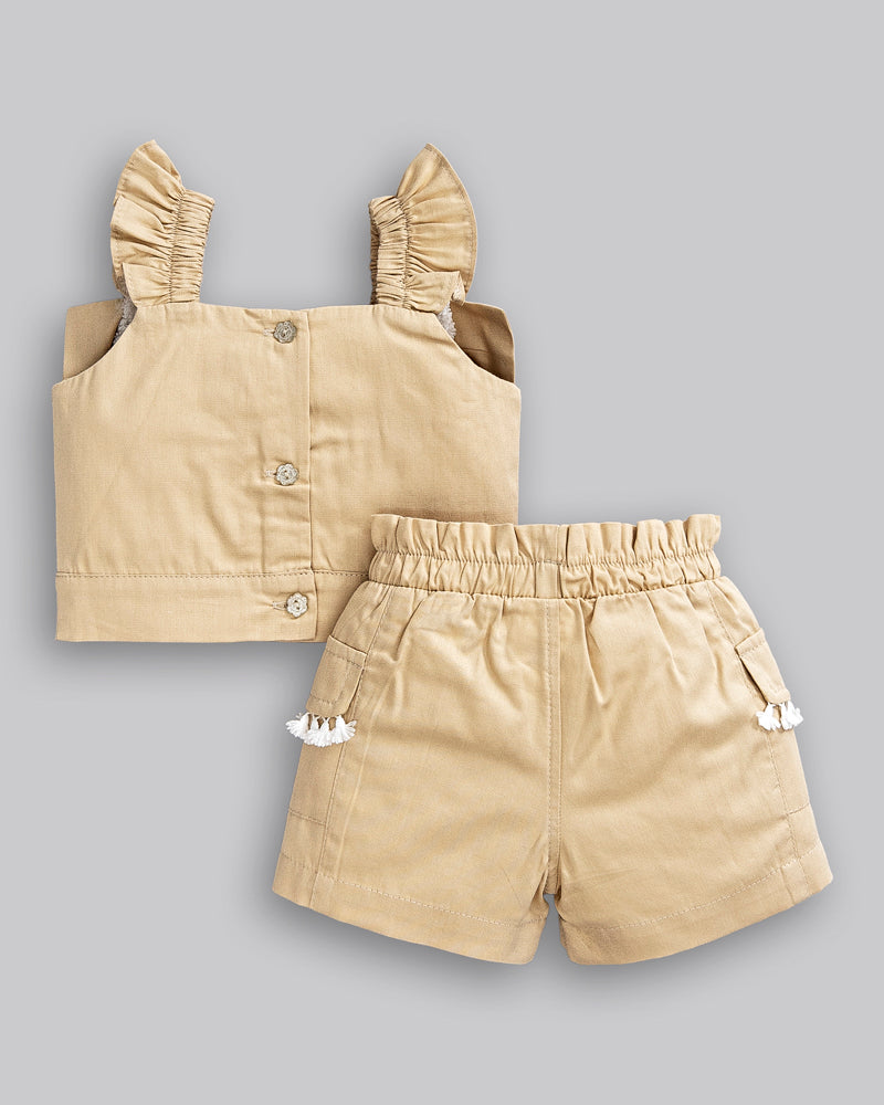 Conjunto Cropped Manga Curta e Short Tricoline - ANJOS BABY