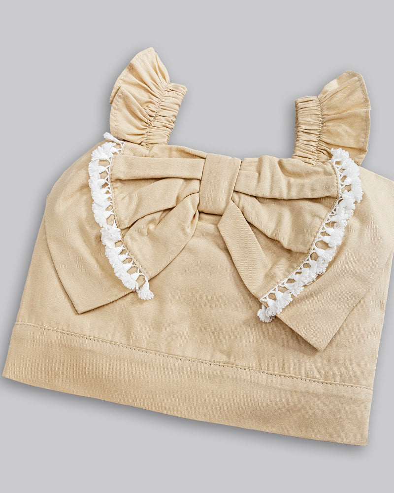 Conjunto Cropped Manga Curta e Short Tricoline - ANJOS BABY