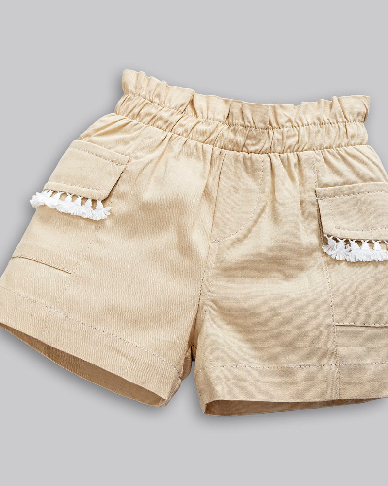 Conjunto Cropped Manga Curta e Short Tricoline - ANJOS BABY