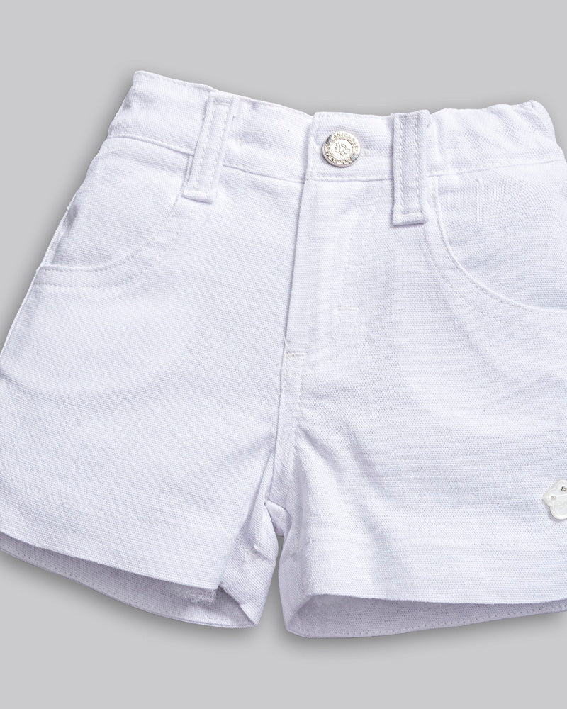 Conjunto Bata Linho Xadrez Verde e Short Linho Branco - ANJOS BABY