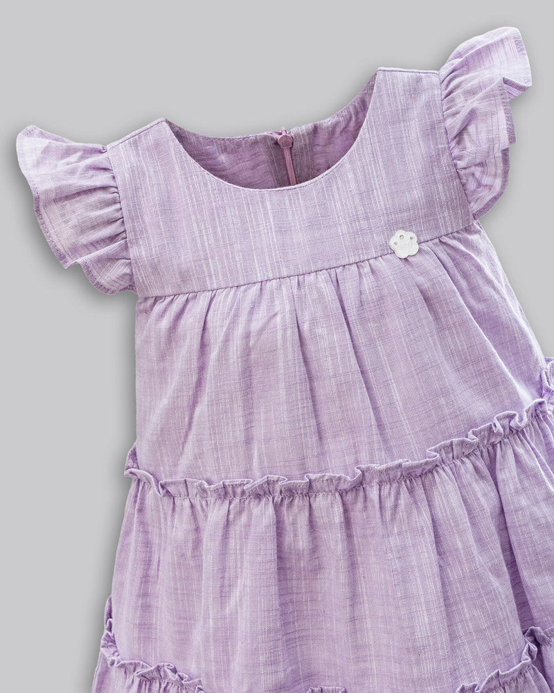 Vestido Linho Maquinetado Manga Curta - ANJOS BABY