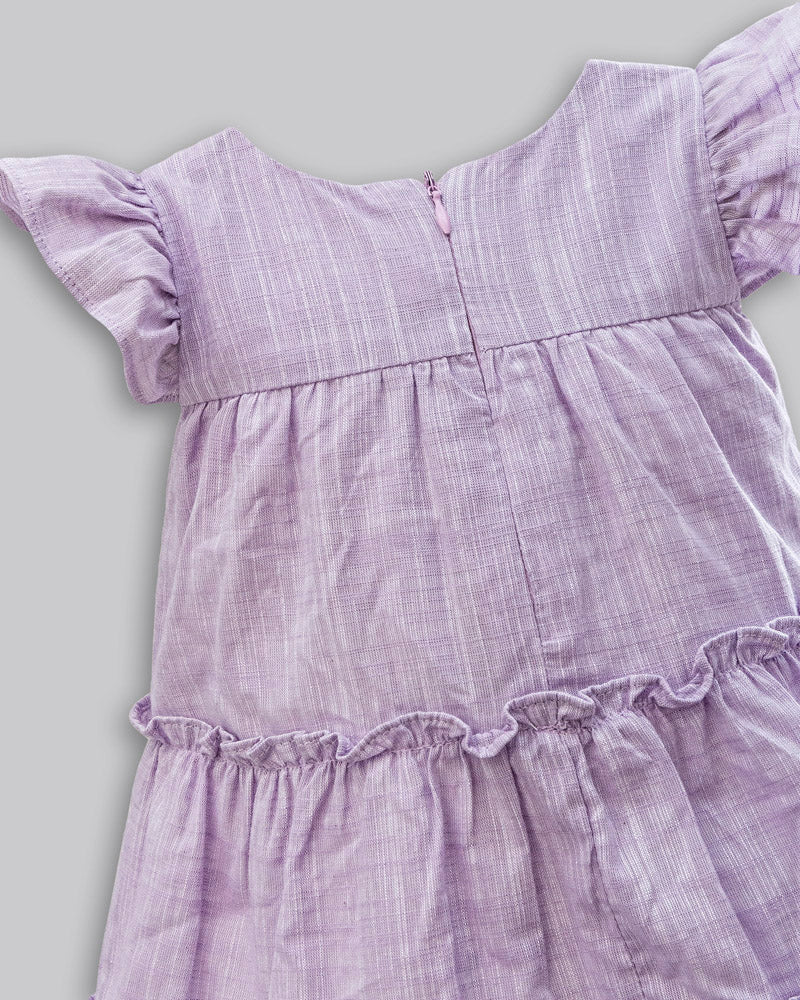 Vestido Linho Maquinetado Manga Curta - ANJOS BABY