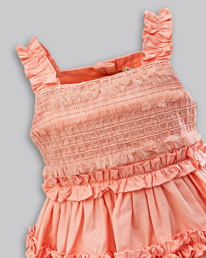 Vestido Tricoline e Tule Paetê - ANJOS BABY