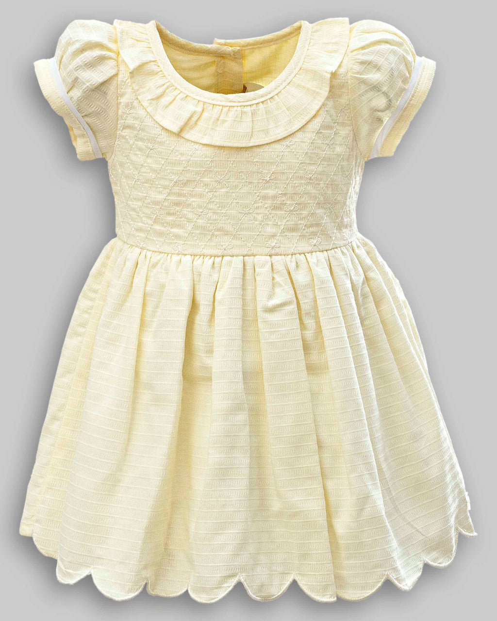 Vestido Manga Curta Linho Maquinetado - ANJOS BABY