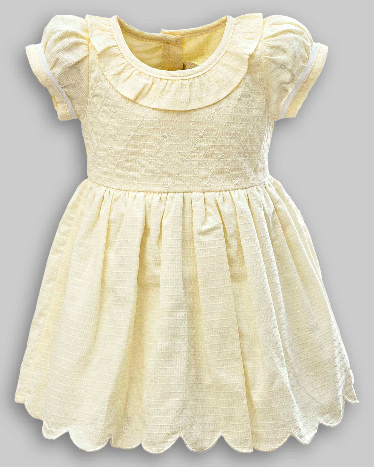 Vestido Manga Curta Linho Maquinetado - ANJOS BABY