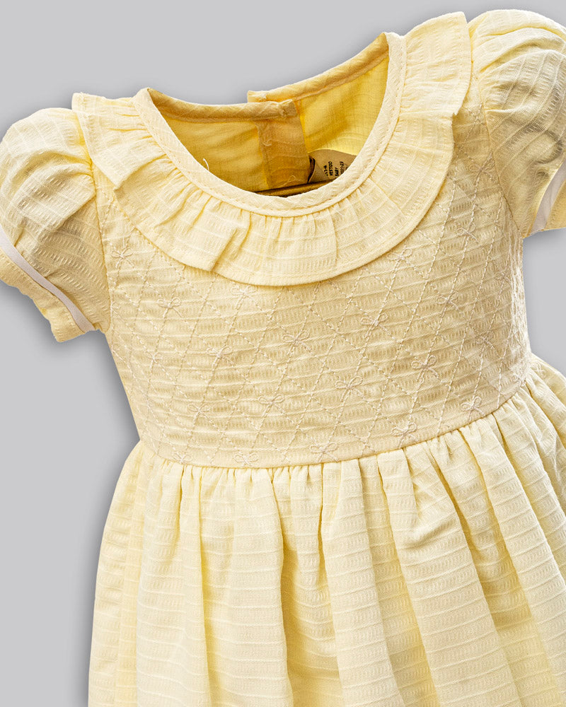 Vestido Manga Curta Linho Maquinetado - ANJOS BABY