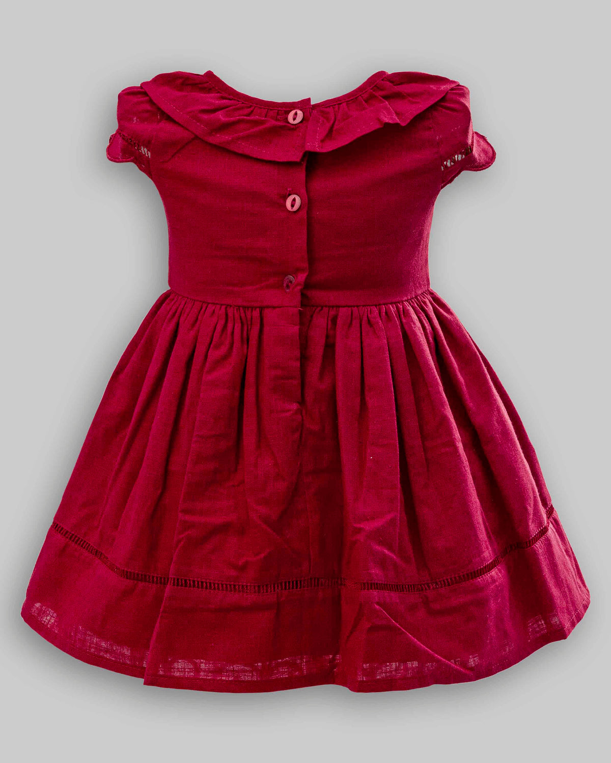 Vestido Tricoline Flamê Vermelho Manga Curta - ANJOS BABY