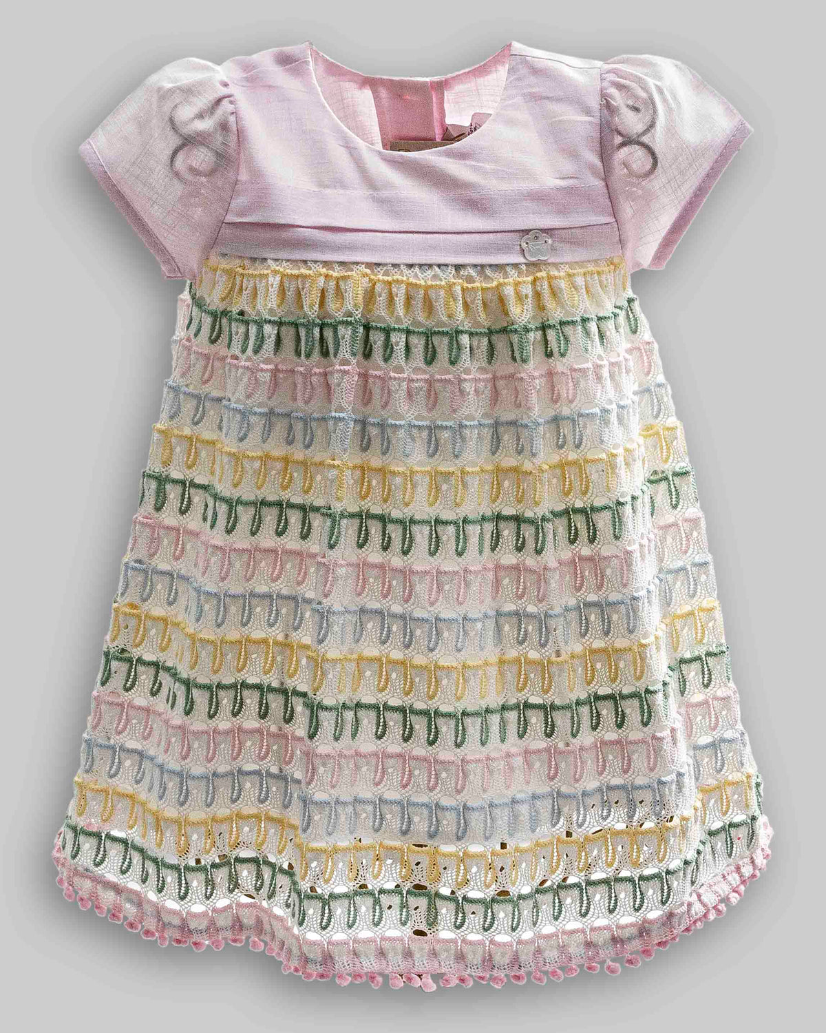 Vestido Malha Crochet Colorida - ANJOS BABY