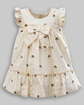 Vestido Linho Maquinetado Estampado Manga Curta - ANJOS BABY