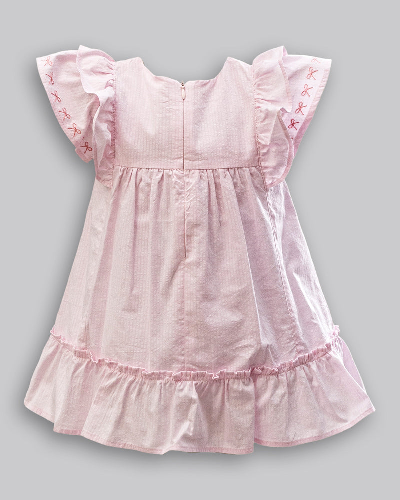 Vestido Anarruga Manga Curta Rosa - ANJOS BABY